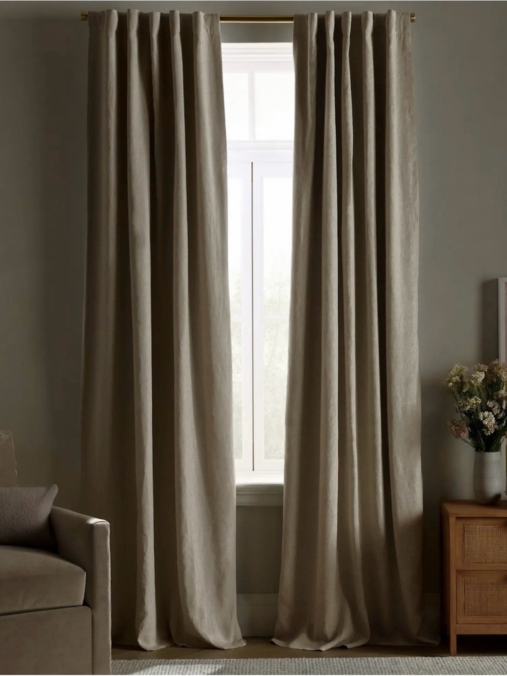 Quince European Linen Rm Darkening Curtain Panel Set - Flax- 48x84